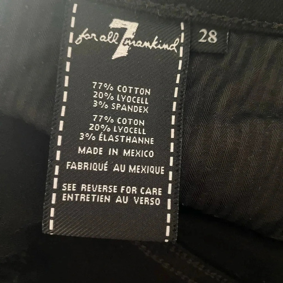 7 FOR ALL MANKIND WOMENS SKINNY BLACK JEANS PANTS BOTTOMS SIZE 28 - Picture 3 of 6